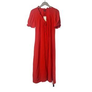 Whistles Ada Ruched Midi Dress Red